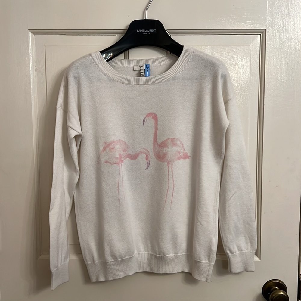 Joie Cream Flamingo Crewneck Sweater size XS